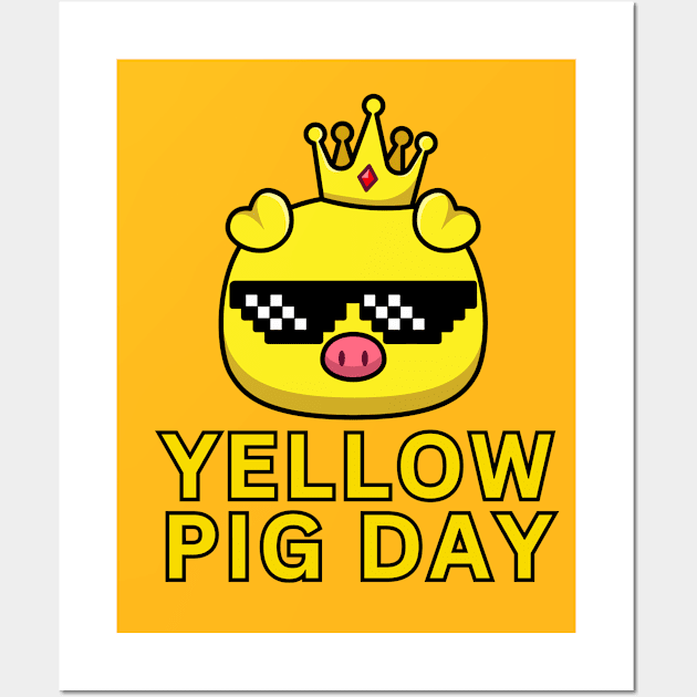 Yellow Pig Day Wall Art by amitsurti